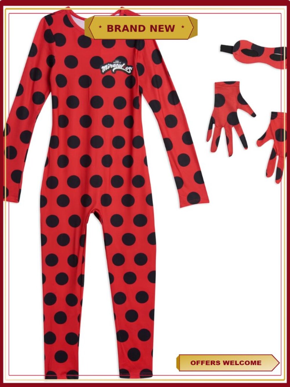 Girls 3-Piece Jumpsuit Set Costume Outfit Pretend Play Superhero 4T